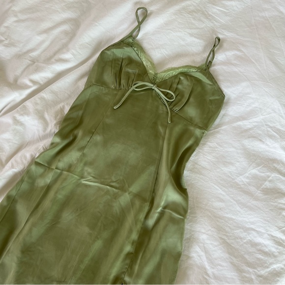 Princess Polly Dresses & Skirts - Princess Polly Green Silk Slip Dress